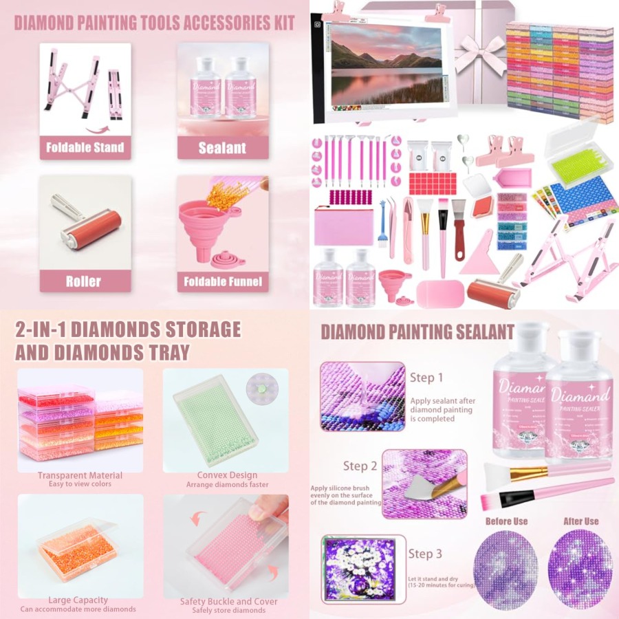 Diamond Painting Kit - طقم أدوات الرسم بالألماس شامل 185