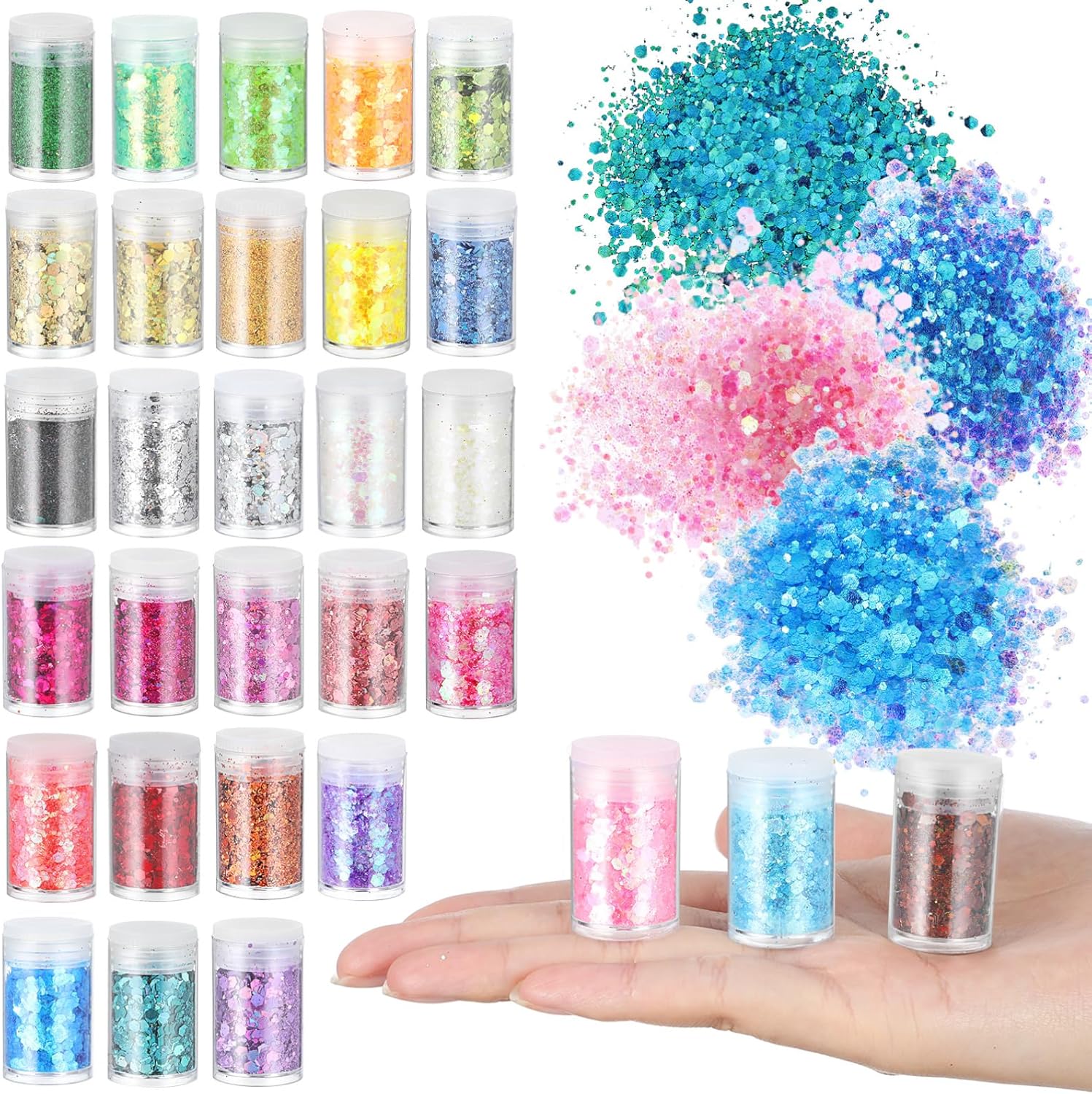 Resin Pigment Powder - جليتر مكتنز ثلاثي الأبعاد، 32 لونًا