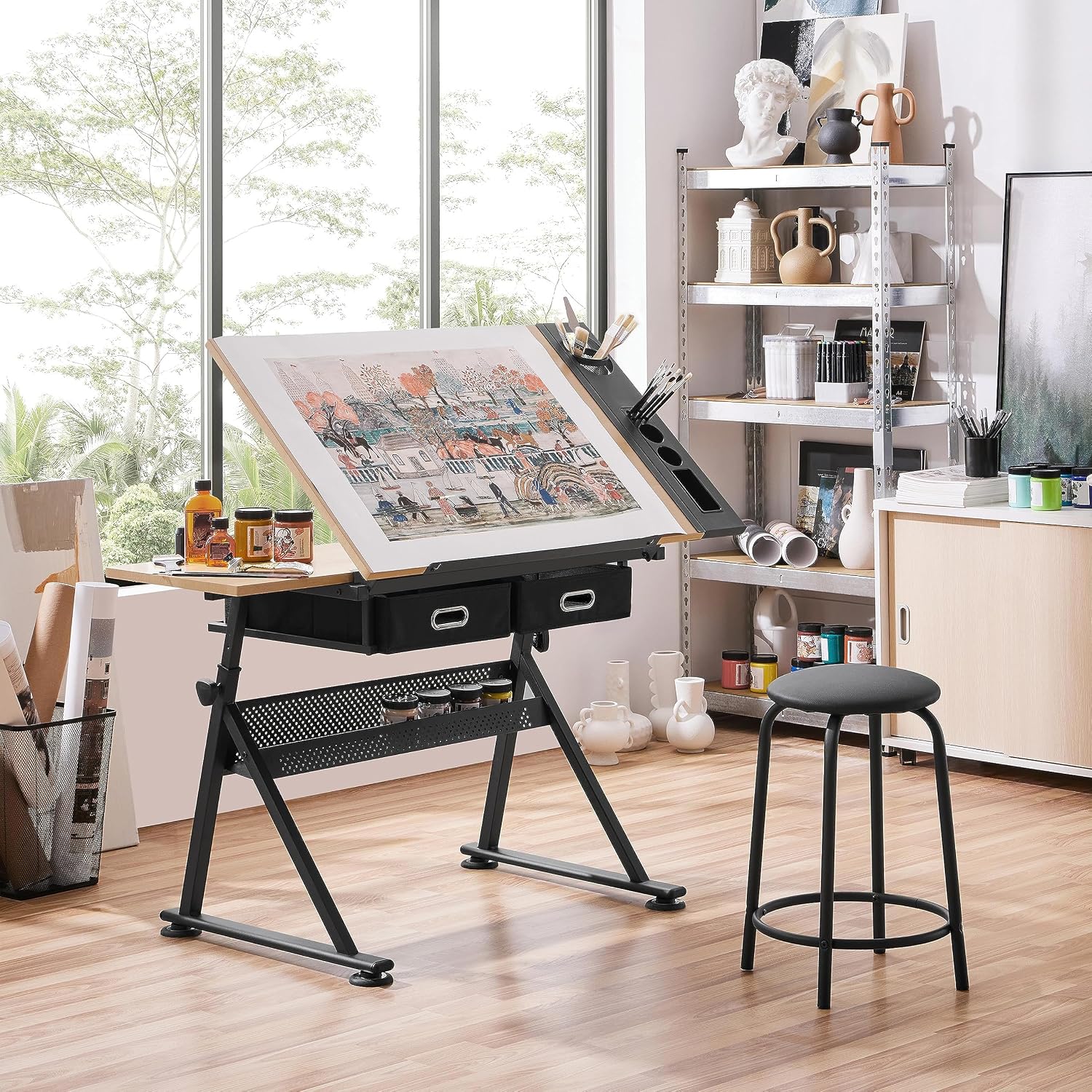 طاولة رسم قابلة للتعديل مع كرس - مراجعة Art Craft Home وسعره