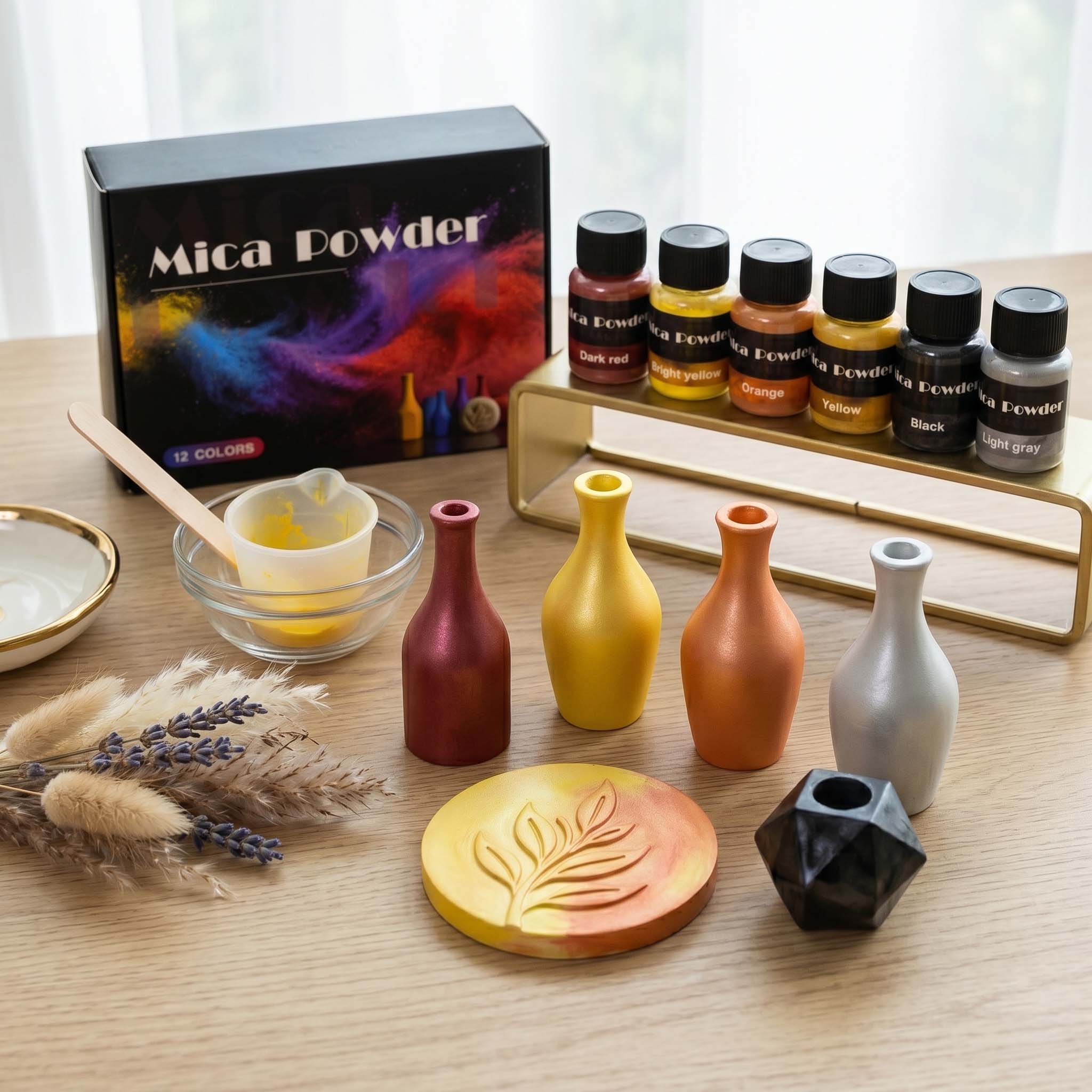 مسحوق صبغة الجبس بـ 12 لونًا ل - مراجعة Resin Pigment Powder وسعره